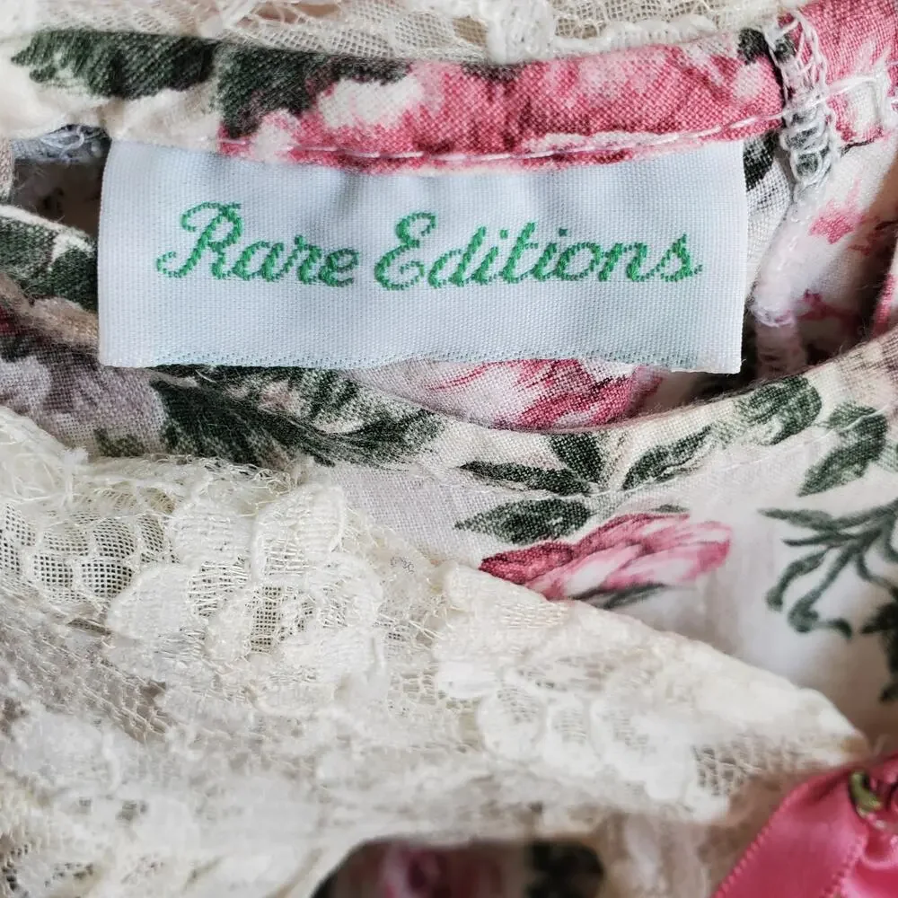 Vintage Floral Lace Baby Girl Romper 12 Mos Retro Cottage Shabby Chic Country